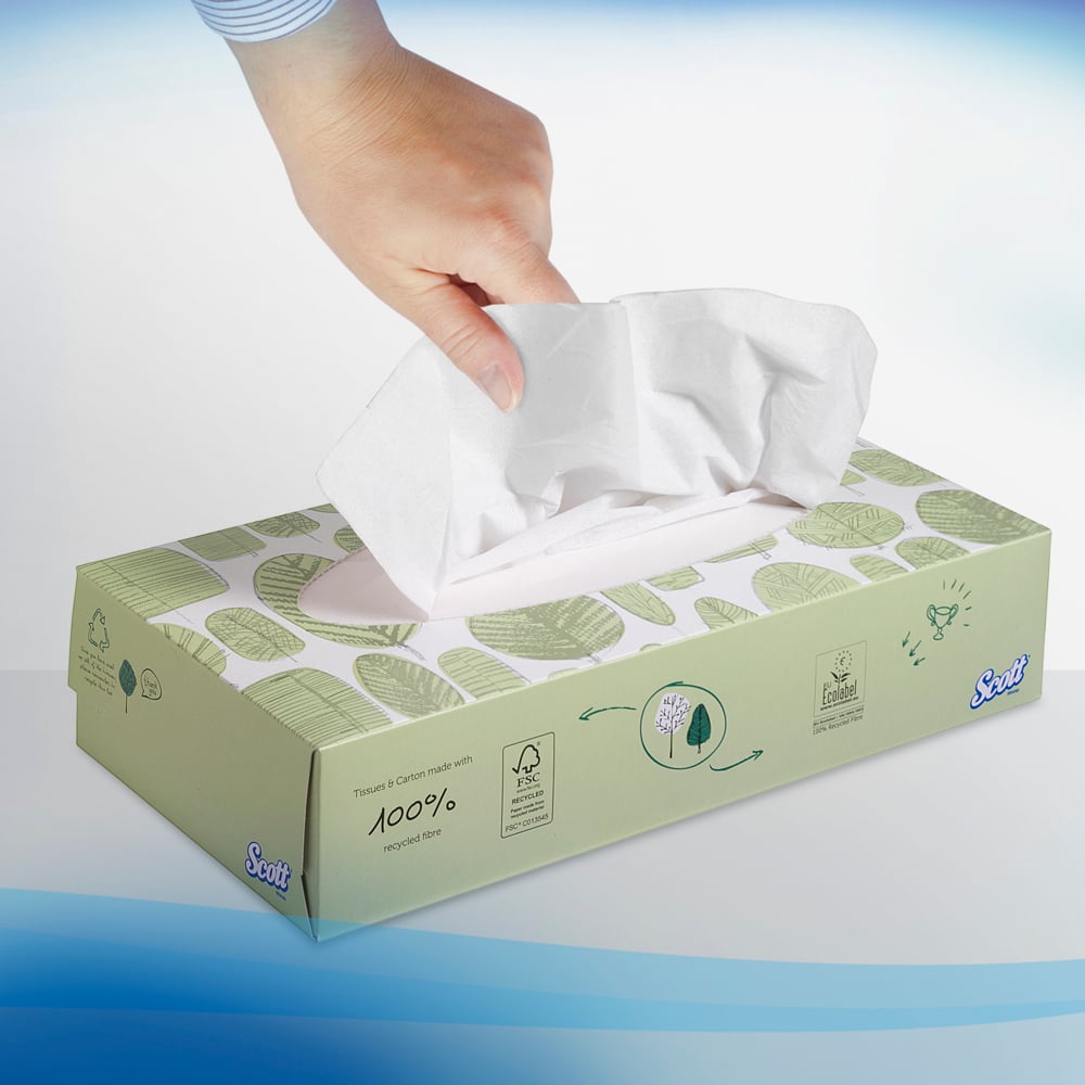 8837 SCOTT White Facial Tissues, Box of 100