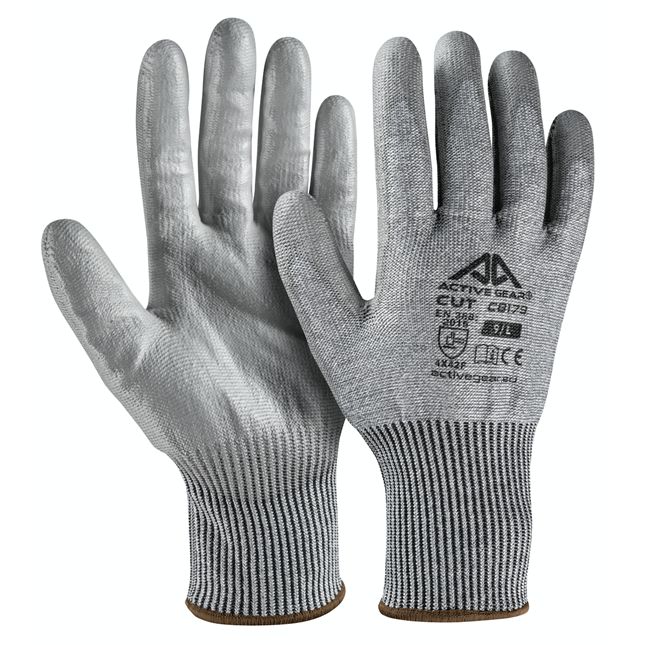 Active Gear C8180 Grey HPPE Work Gloves, Size 8/M, Polyurethane Coating