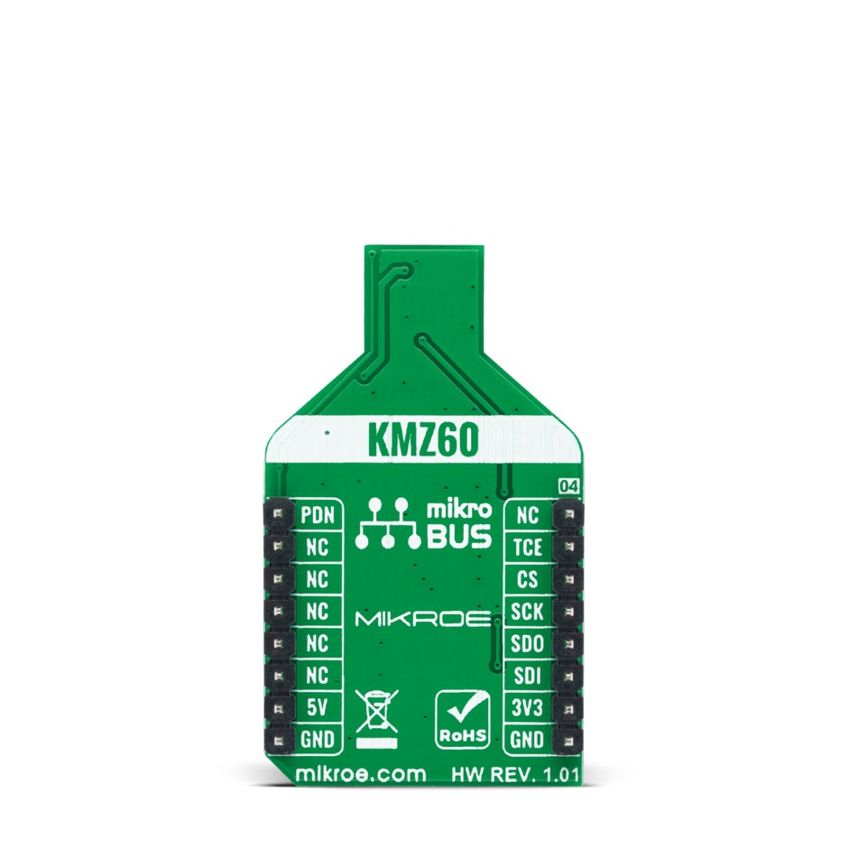 mikroe-4634 MikroElektronika MR Angle Click Magnetoresistive Sensor Add On Board for MCP3204, KMZ60 mikroBUS Socket