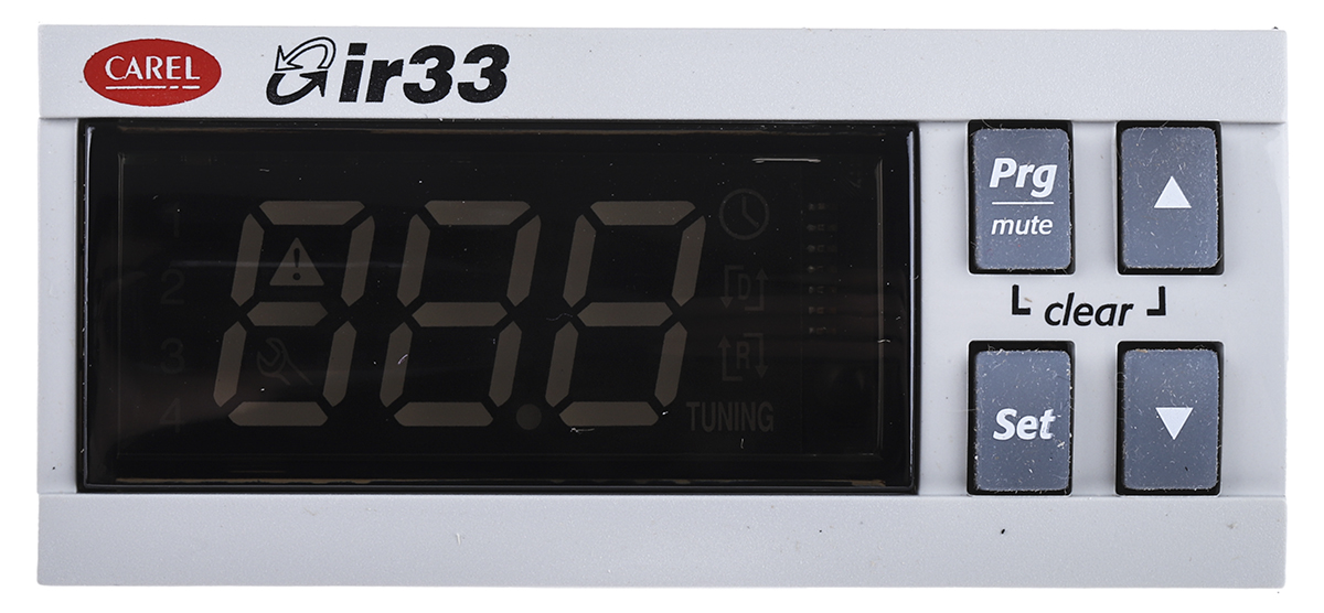 Carel IR33 Panel Mount PID Temperature Controller, 76.2 x 34.2mm, 2 Output Relay, 24 V ac/dc Supply Voltage