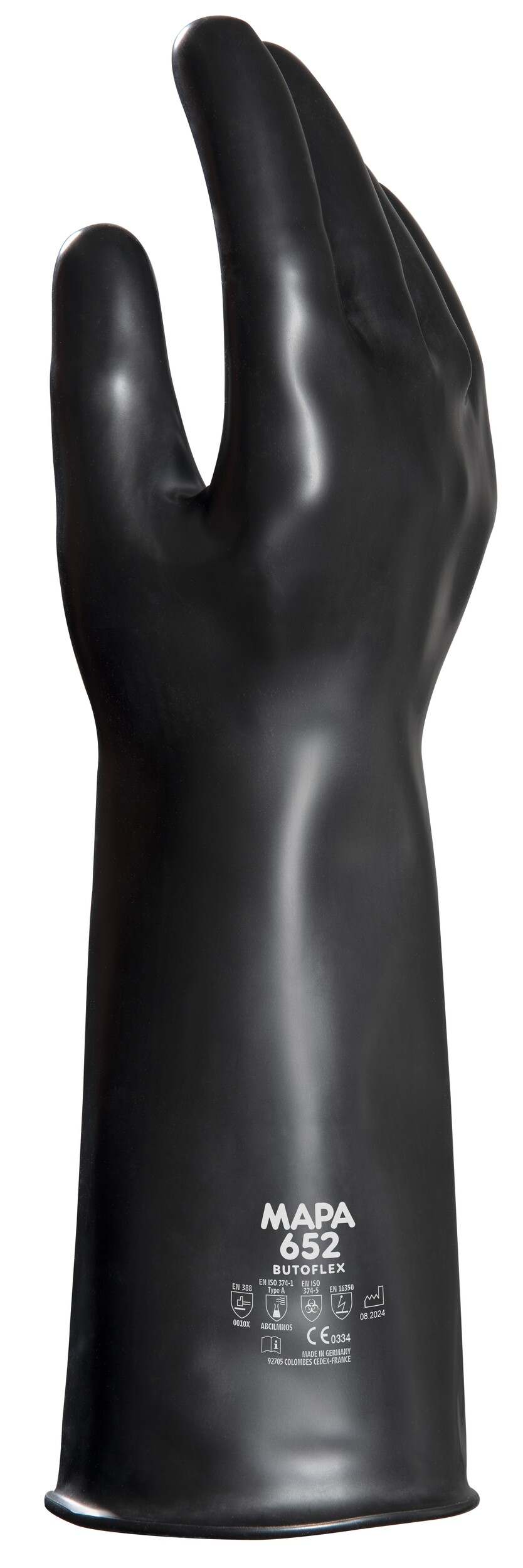 Mapa Butoflex 652 Black Butyl Work Gloves, Size 8