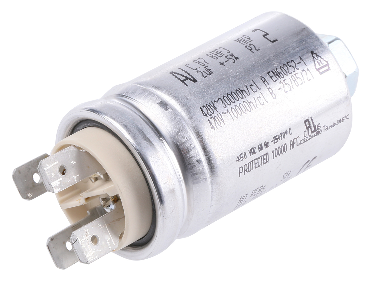 KEMET C87 Film Capacitor, ±5 %, 2 μF 450V ac, Chassis Mount