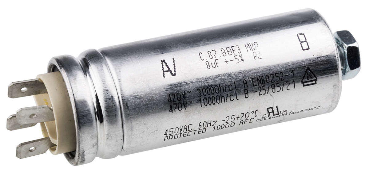 KEMET C87 Film Capacitor, ±5 %, 8 μF 450V ac, Chassis Mount
