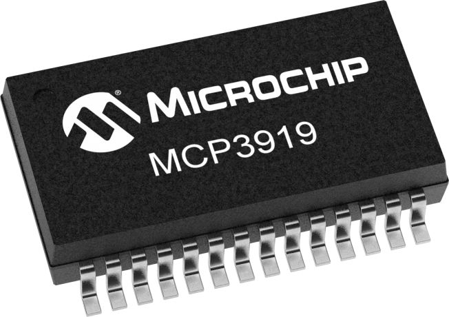 MCP3919A1T-E/SS,Analogue Front End IC, 3-Channel 24 bit, 4000kHz SPI, 28-Pin SSOP