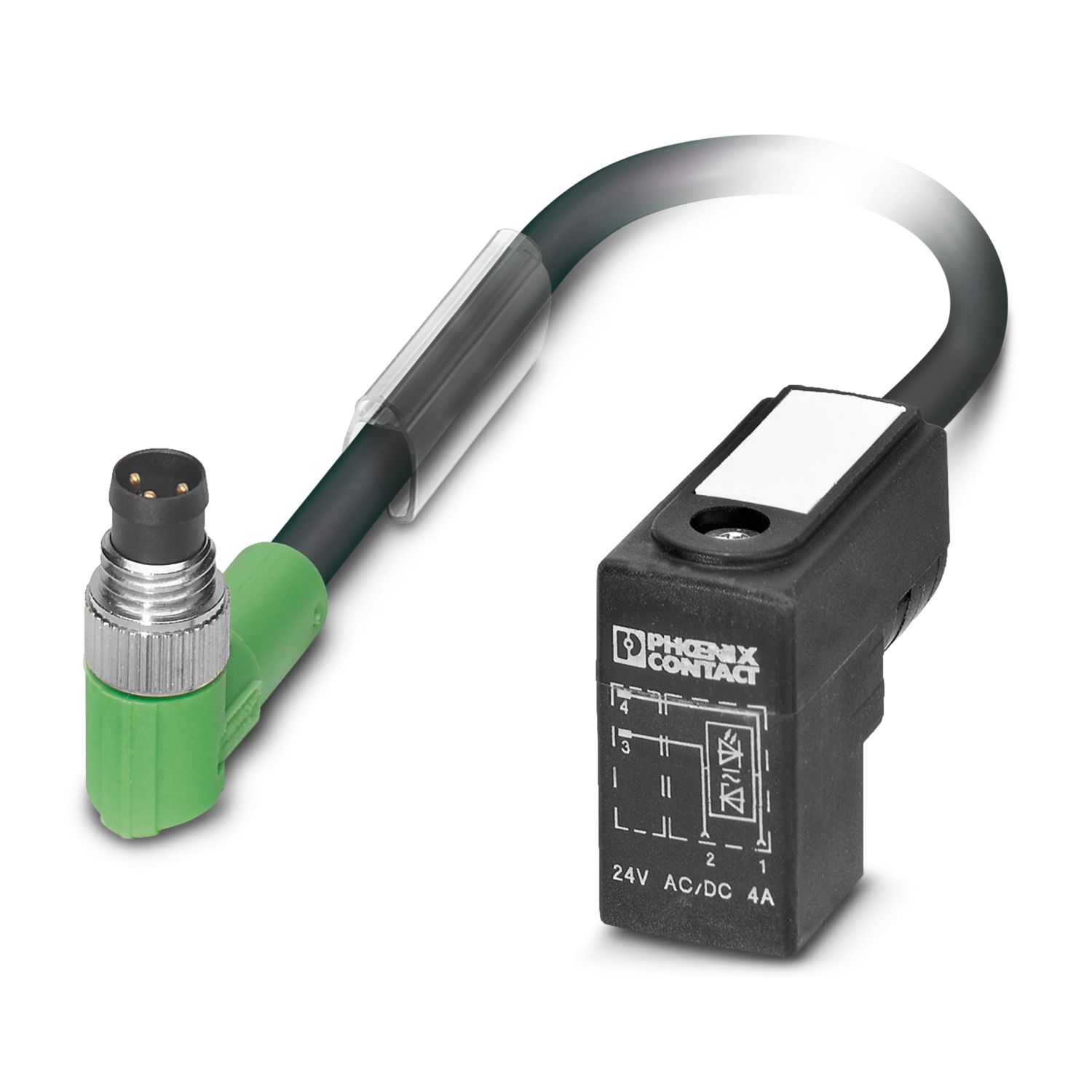 Phoenix Contact Male 2 way Angled Plug M8 to 2 way Valve Connector CI (9.4 mm) Sensor Actuator Cable, 160 mm