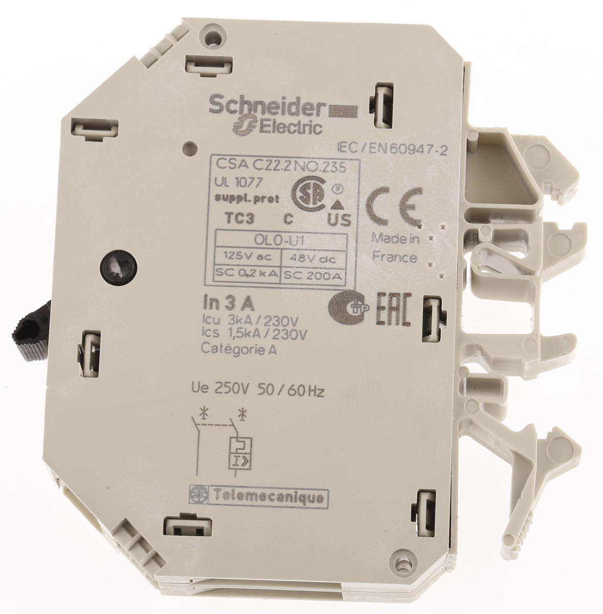 gb2cd08 Schneider Electric 3A 1P + N Pole Thermal Magnetic Circuit Breaker, 250V ac GB2