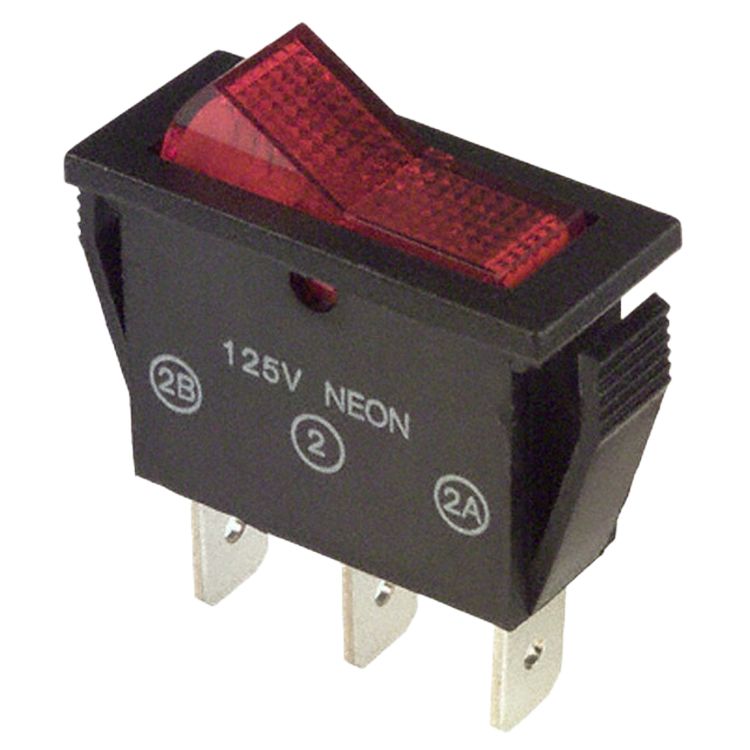 C & K Illuminated SPST, On-Off On-Off Rocker Switch Panel Mount
