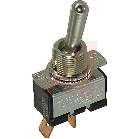 Carling Technologies Toggle Switch, Panel Mount, On-Off, SPST, Tab Terminal, 250 V ac