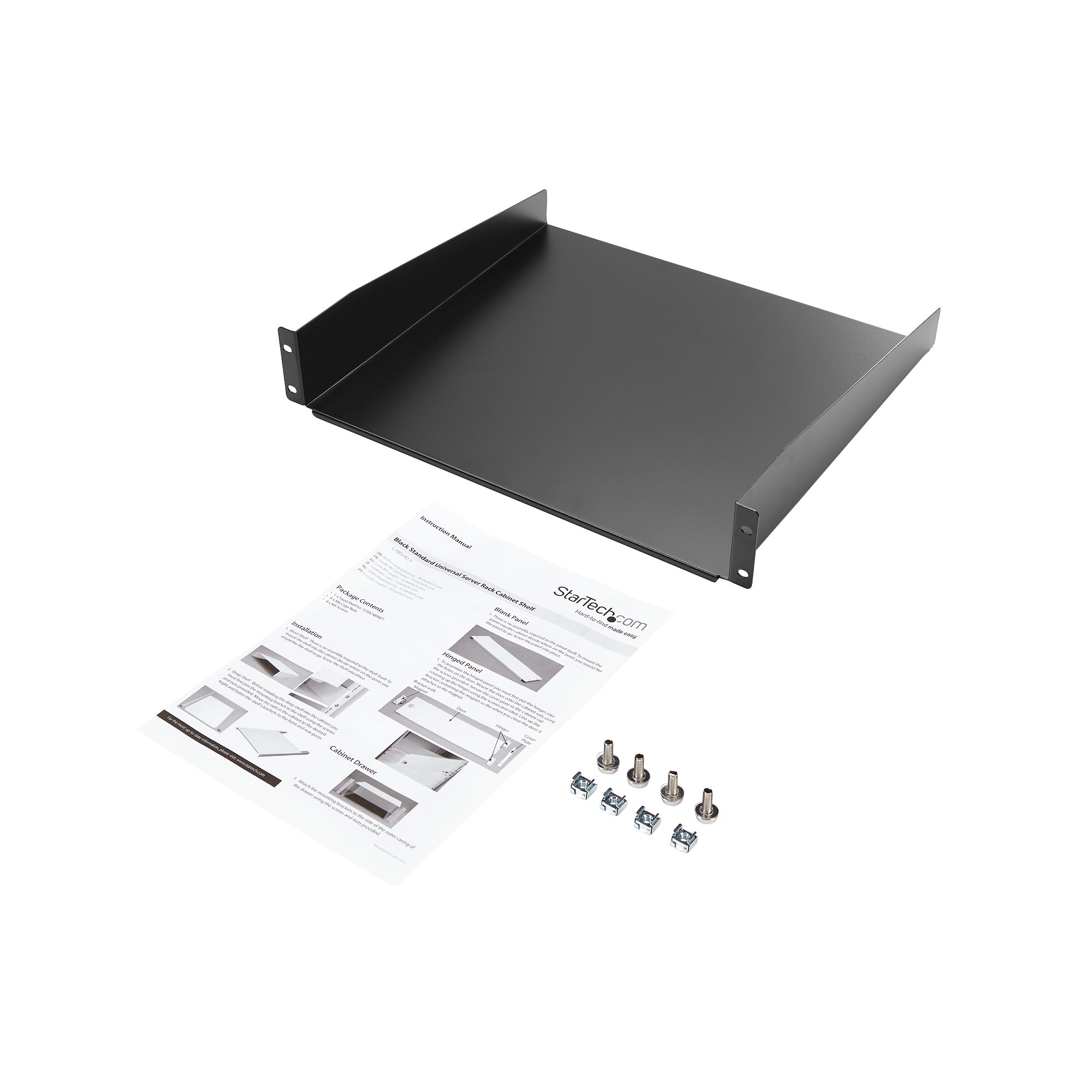 cabshelf StarTech.com Black Shelf, 2 U, 20kg Load, 443mm x 400 mm x 16 in
