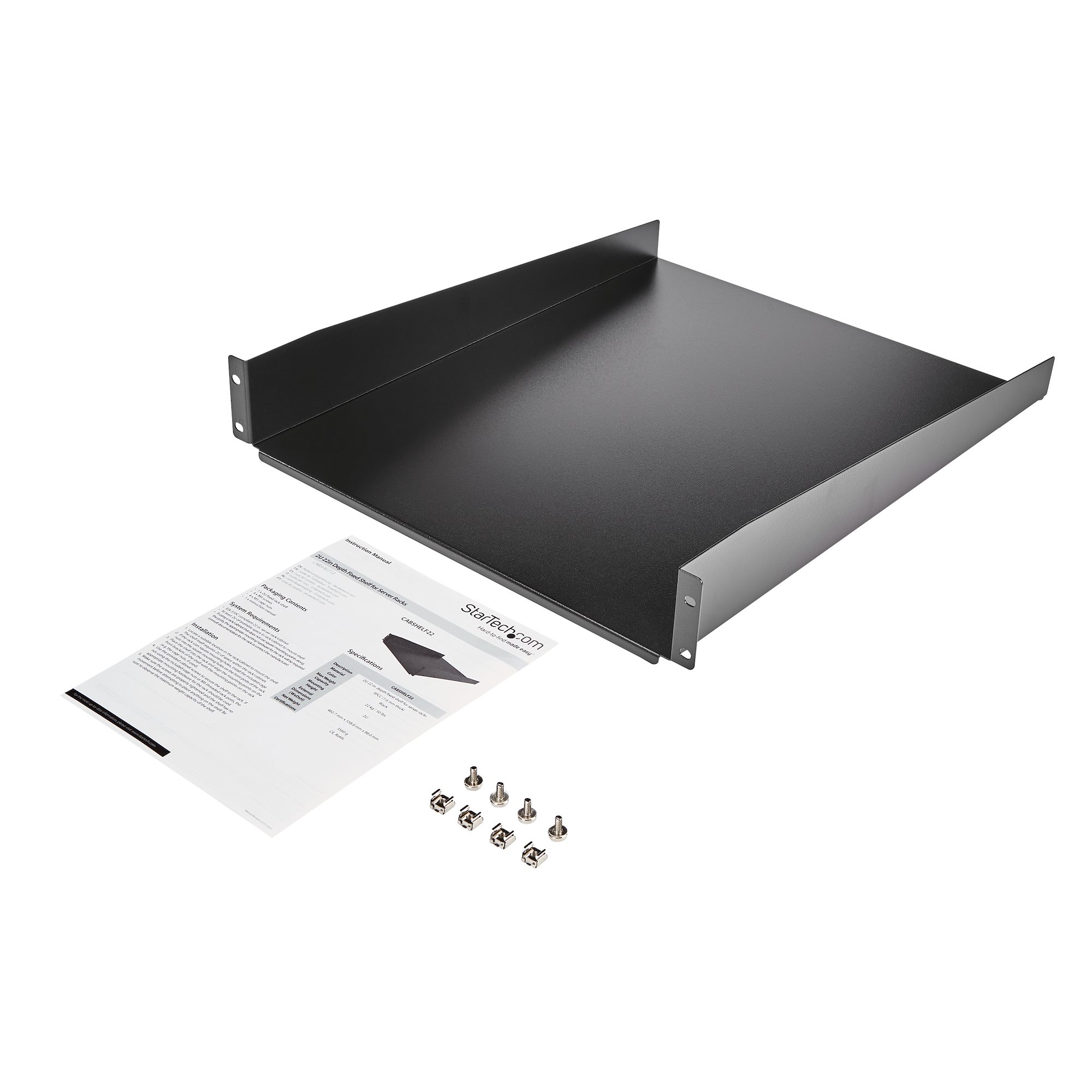 cabshelf22 StarTech.com Black Shelf, 2 U, 23kg Load, 465mm x 558 mm