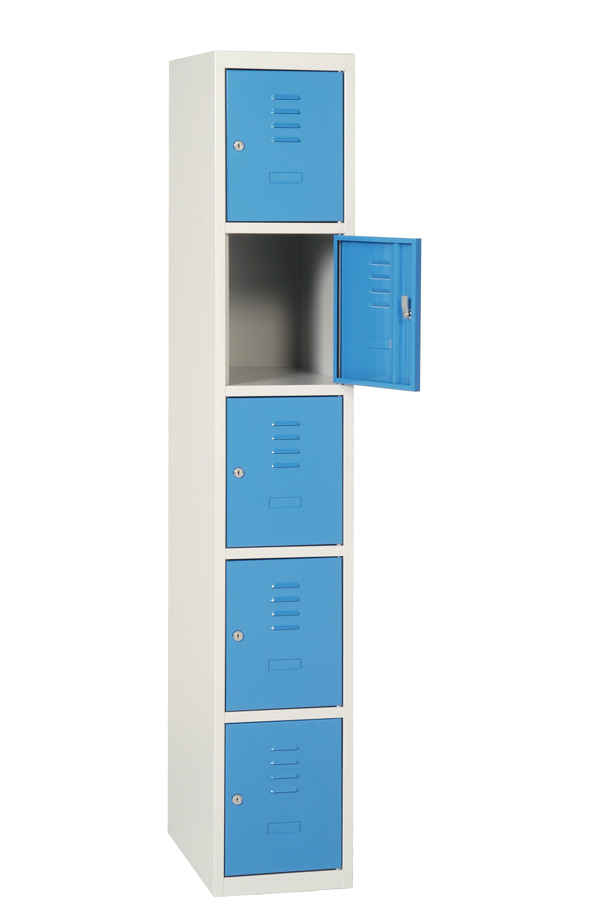 AKAZE 1 Door Ventilated Sheet Steel Light Grey, Blue Locker, 1800 mm x 400 mm x 500 mm