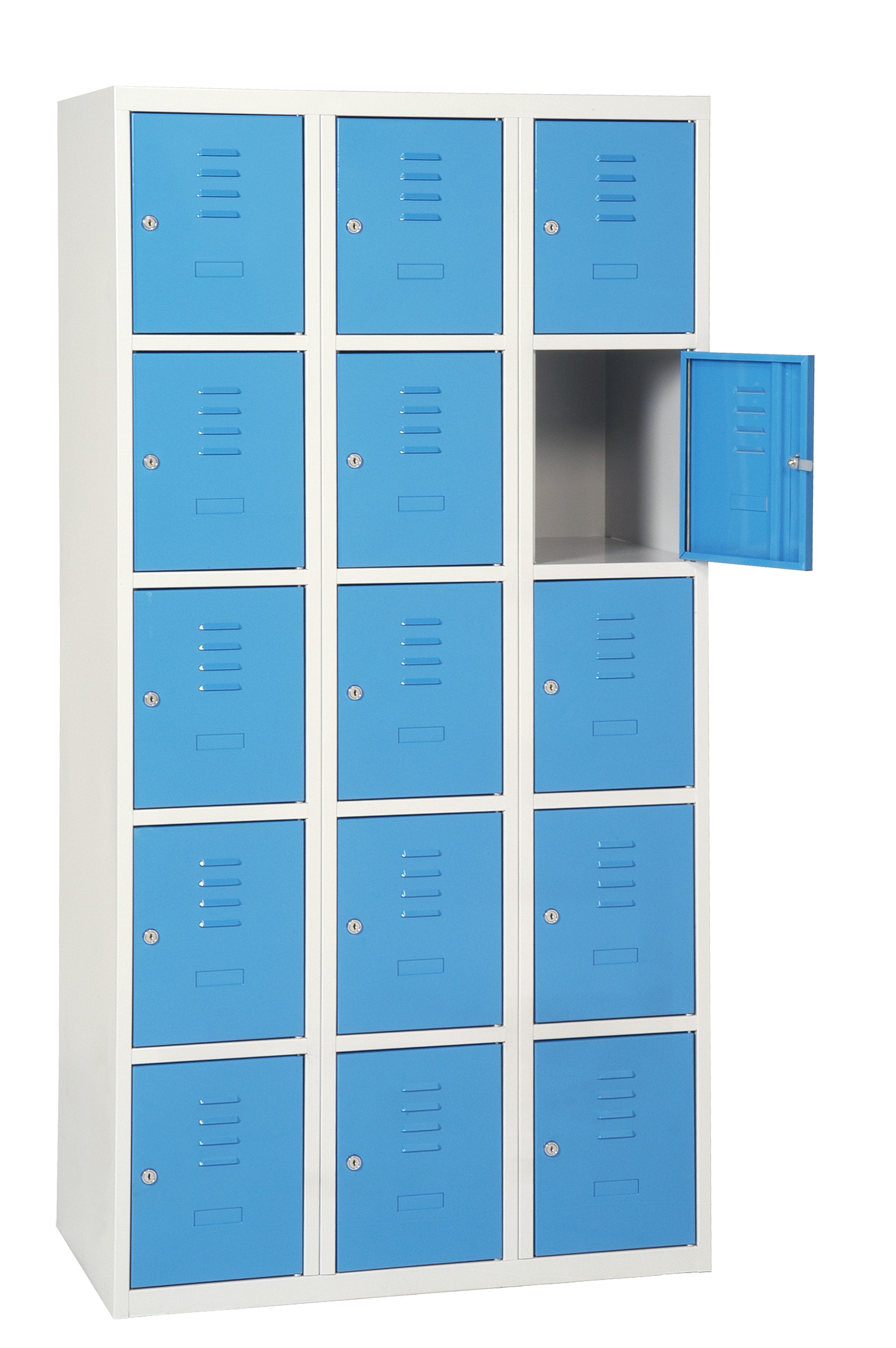 AKAZE 3 Door Ventilated Sheet Steel Blue, Light Grey Locker, 1800 mm x 1200 mm x 500 mm