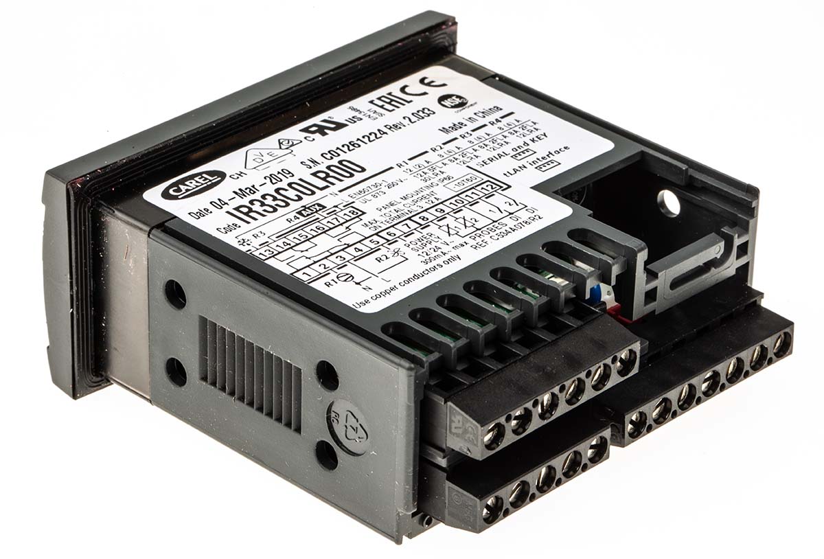 ir33c0lr00 Carel IR33 On/Off Temperature Controller, 76.2 x 34.2mm 2 Input, 4 Output, 12 → 24 V ac Supply Voltage