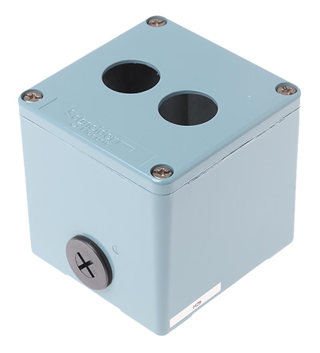 Schneider Electric Harmony XAP Push Button Enclosure, 2 Hole Blue, 22mm diameter None Metal