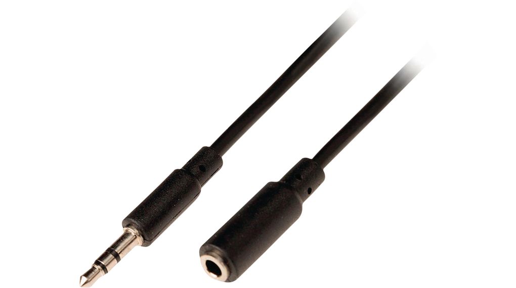 Nedis Male 3.5 mm Stereo Jack to Female 3.5 mm Stereo Jack Auxiliary Cable, Black, 1 m CAGL22050BK10
