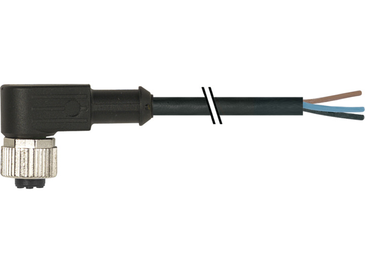 Baumer CAM Cable, 3 Cores, 0.34 mm² CSA, Unscreened, 500 cm, Black Polyurethane Sheath