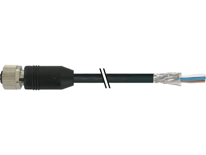 Baumer CAM Cable, 5 Cores, 0.34 mm² CSA, Unscreened, 500 cm, Black Polyurethane Sheath
