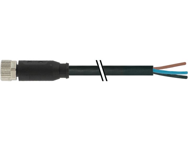 Baumer CAM Cable, 3 Cores, 0.25 mm² CSA, Unscreened, 200 cm, Black Polyurethane Sheath