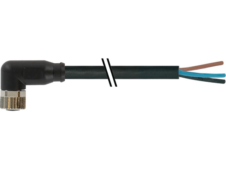 Baumer CAM Cable, 3 Cores, 0.25 mm² CSA, Unscreened, 500 cm, Black Polyurethane Sheath