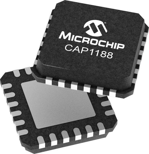 Microchip CAP1188-1-CP-TR Capacitive Touch Controller IC SPI 2 Wire, 24-Pin QFN