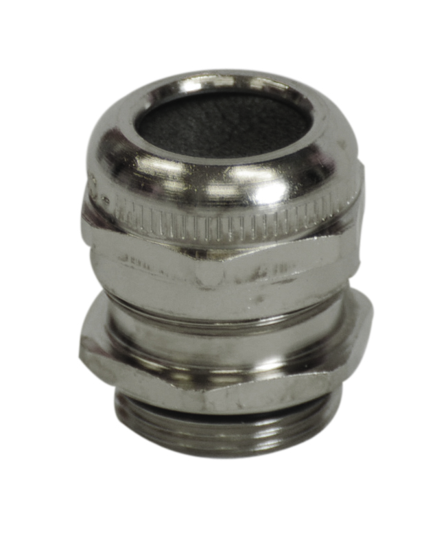 Capri NEWCAP MS Series Nickel Nickel Plated Brass Cable Gland, PG16 Thread, 10 mm min., 18 mm max., IP68, IP66