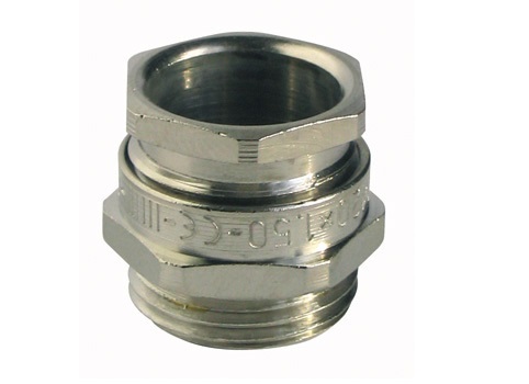 Capri ISOCAP Series Silver Nickel Plated Brass Cable Gland, M50 Thread, 27 mm min., 38 mm max., IP66