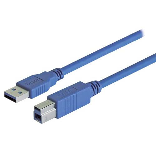 L-Com USB Cable, Male USB to Male, USB 3.0 USB B, Blue, 300 mm