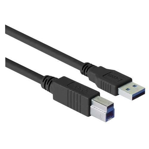 L-Com USB Cable, Male USB to Male, USB 3.0 USB B, Black, 2 m