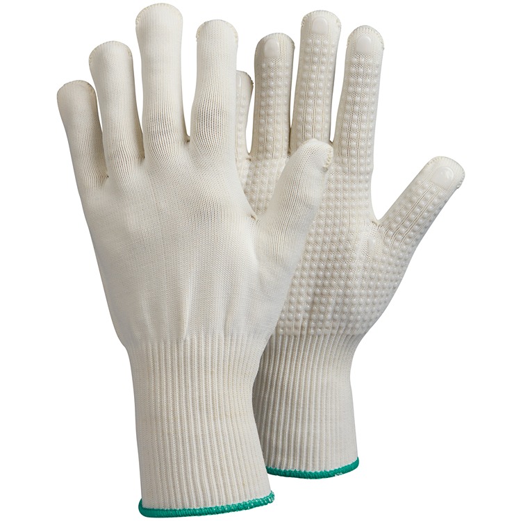 Tegera White Cotton, Double Knitted, Nylon Cotton, Nylon Work Gloves, Size 11, Polyvinyl Chloride Coating