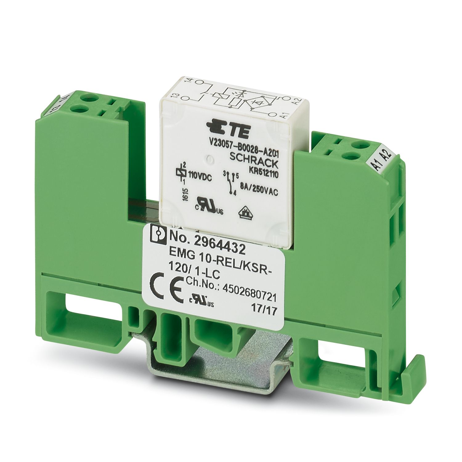 Phoenix Contact EMG Series Relay Module, DIN Rail Mount, 120V Coil, SPST, 6A Load