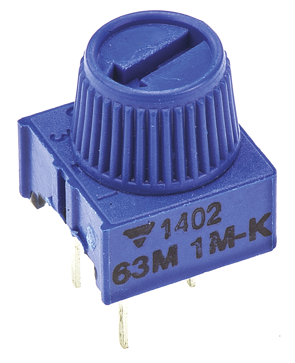 1MΩ, Through Hole Trimmer Potentiometer 0.5W Top Adjust Vishay, 63M