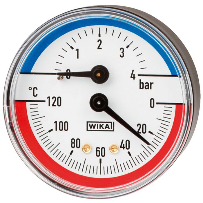 WIKA G 1/2 Analogue Pressure Gauge 4bar Back Entry 80mm Outside Diameter