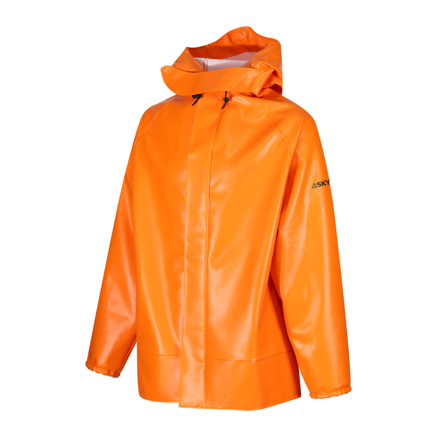 Skytec Chemmaster Orange, Chemical Resistant Jacket Double Storm Facing Stud, XXXXL 1 EA