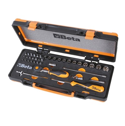 BETA 29-Piece Metric 1/4 Standard Socket Set with Ratchet, Hexagon