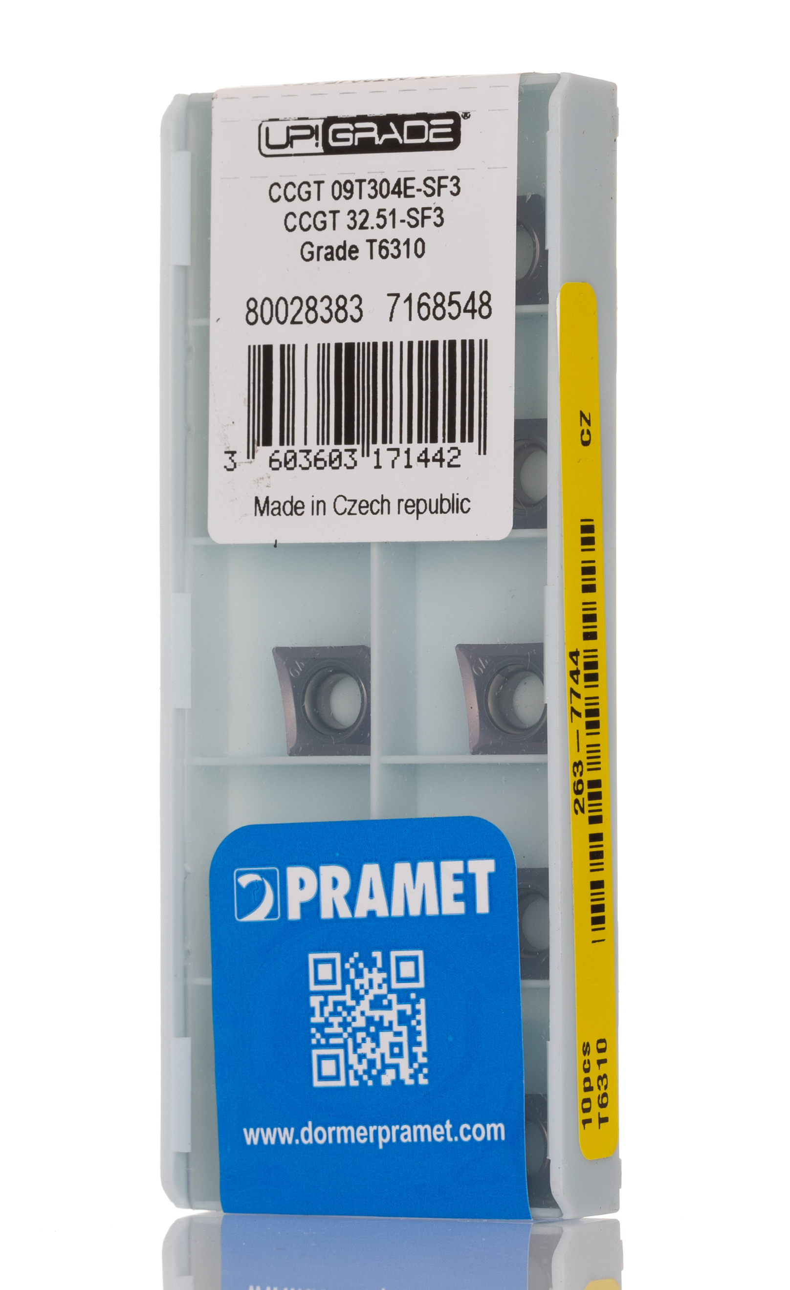 Pramet Positive Turning Insert for Use with T6310, 4.22 mm Height, 20 ° Approach, 4.22 mm Length