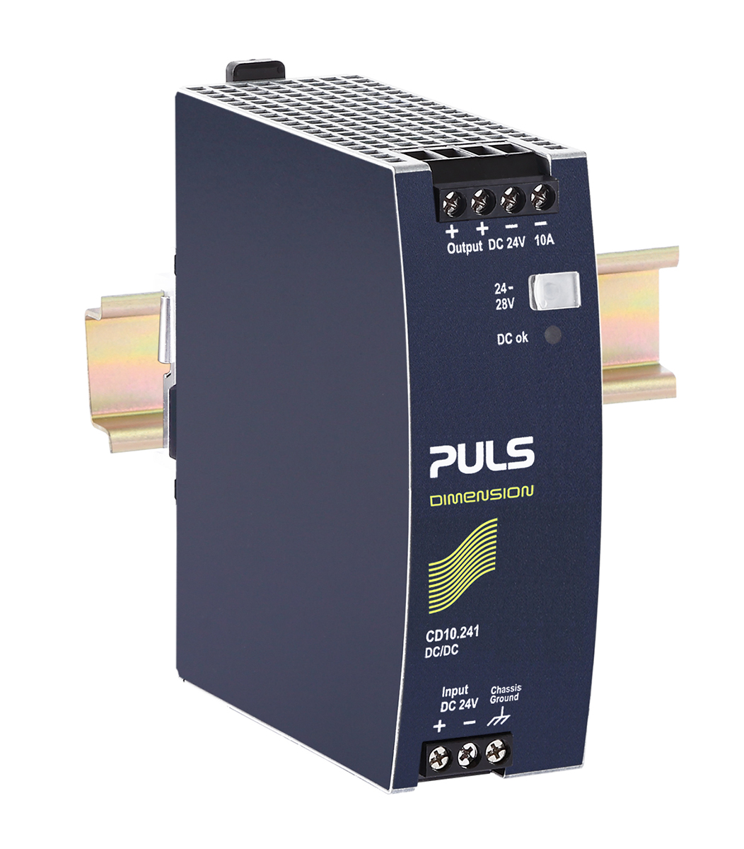 PULS CD DC/DC Converter, 24V dc/ 10 A, 35V dc Input, 24V dc Input, DIN Rail 240 W, 70 °C Max Temp 70 °C Min Temp