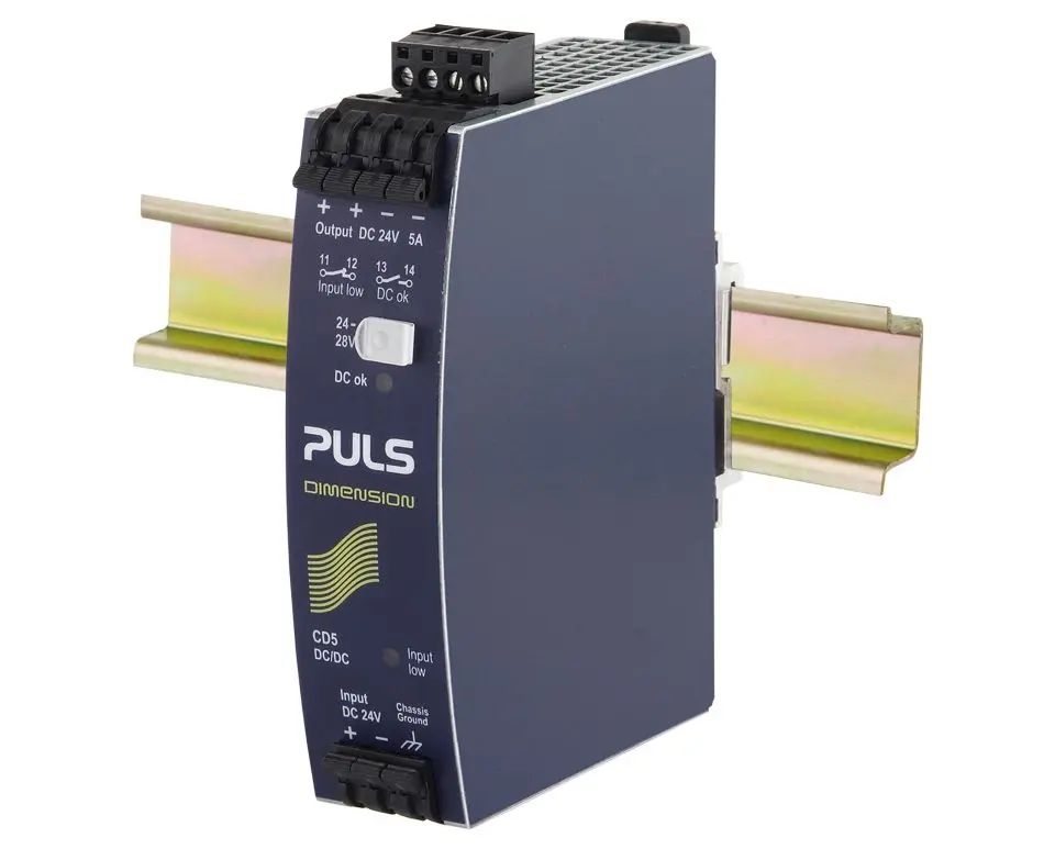 PULS CD5 DC/DC Converter, 24V dc/ 1.5 A, 32.4V dc Input, 18V dc Input, DIN Rail 120 W, 70 °C Max Temp -25 °C Min Temp