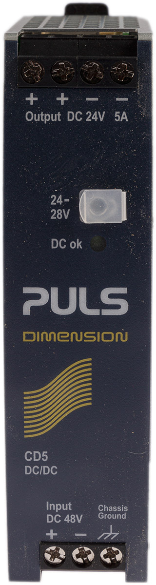 PULS DIMENSION-CD DC/DC Converter, 24V dc/ 5 A, 60V dc Input, 48V dc Input, DIN Rail 120 W, 70 °C Max Temp 70 °C Min