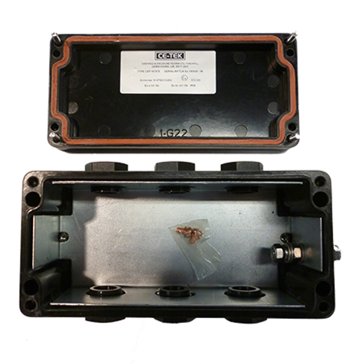 cep167575pau CE-TEK CEP-PA Series Black Glass Reinforced Polyester Junction Box, IP66, ATEX, 75 mm, 75mm 160 mm
