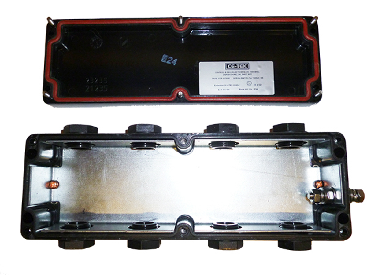 cep237555pau CE-TEK CEP Series Black Polyester Junction Box, IP66, ATEX, 75 mm, 55mm 230 mm