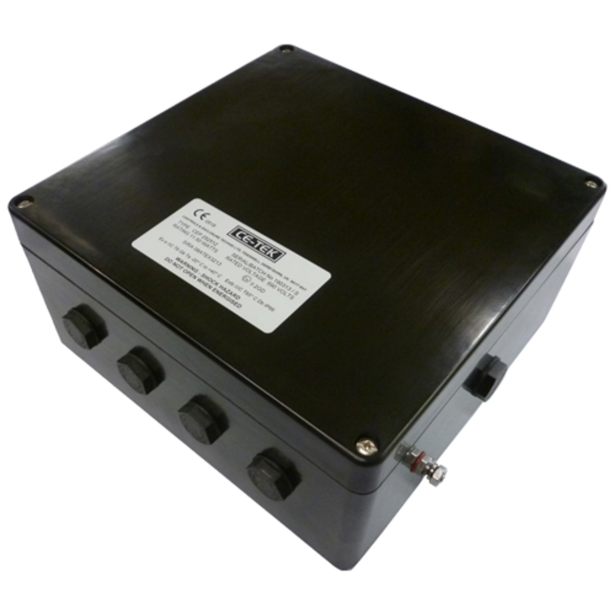 CE-TEK CEP-PA Series Black Glass Reinforced Polyester Junction Box, IP66, ATEX, 250 mm, 120mm 255 mm