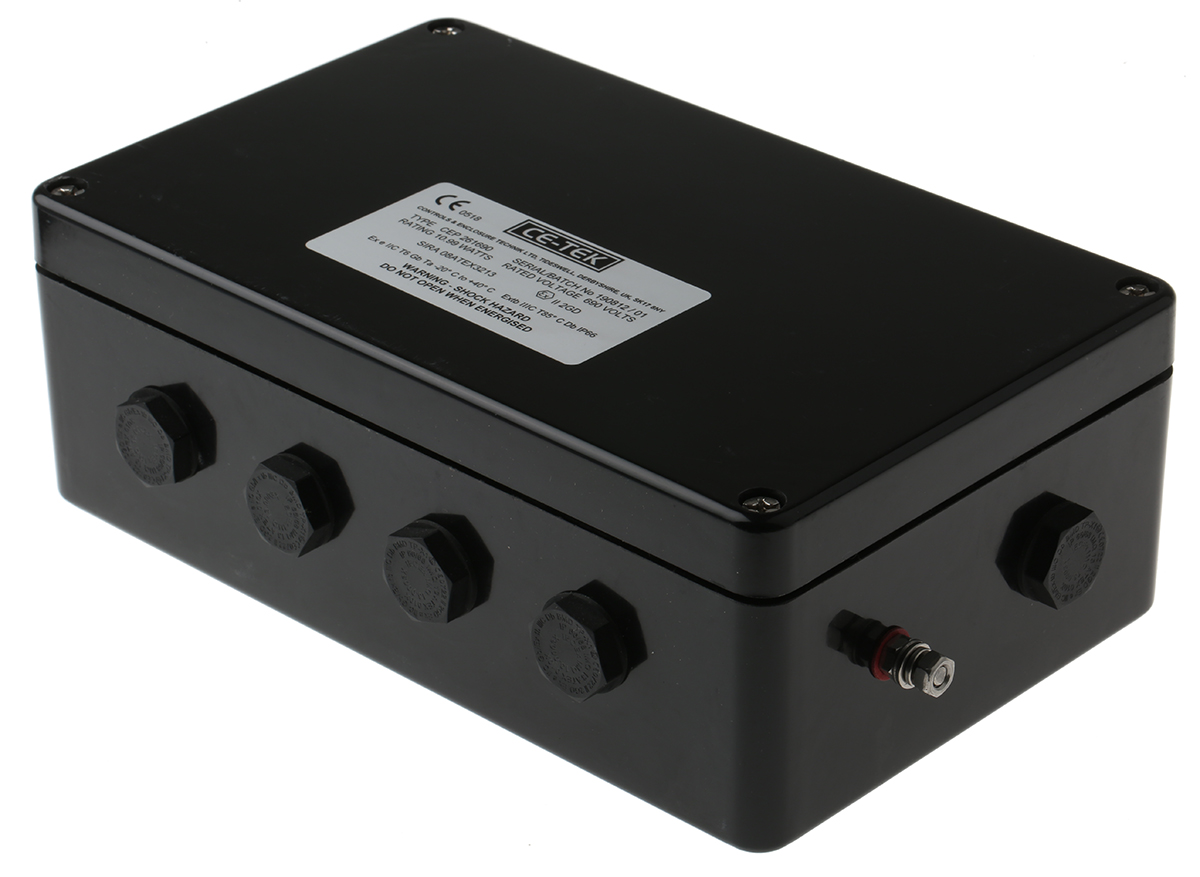 CE-TEK CEP-PA Series Black Glass Reinforced Polyester Junction Box, IP66, ATEX