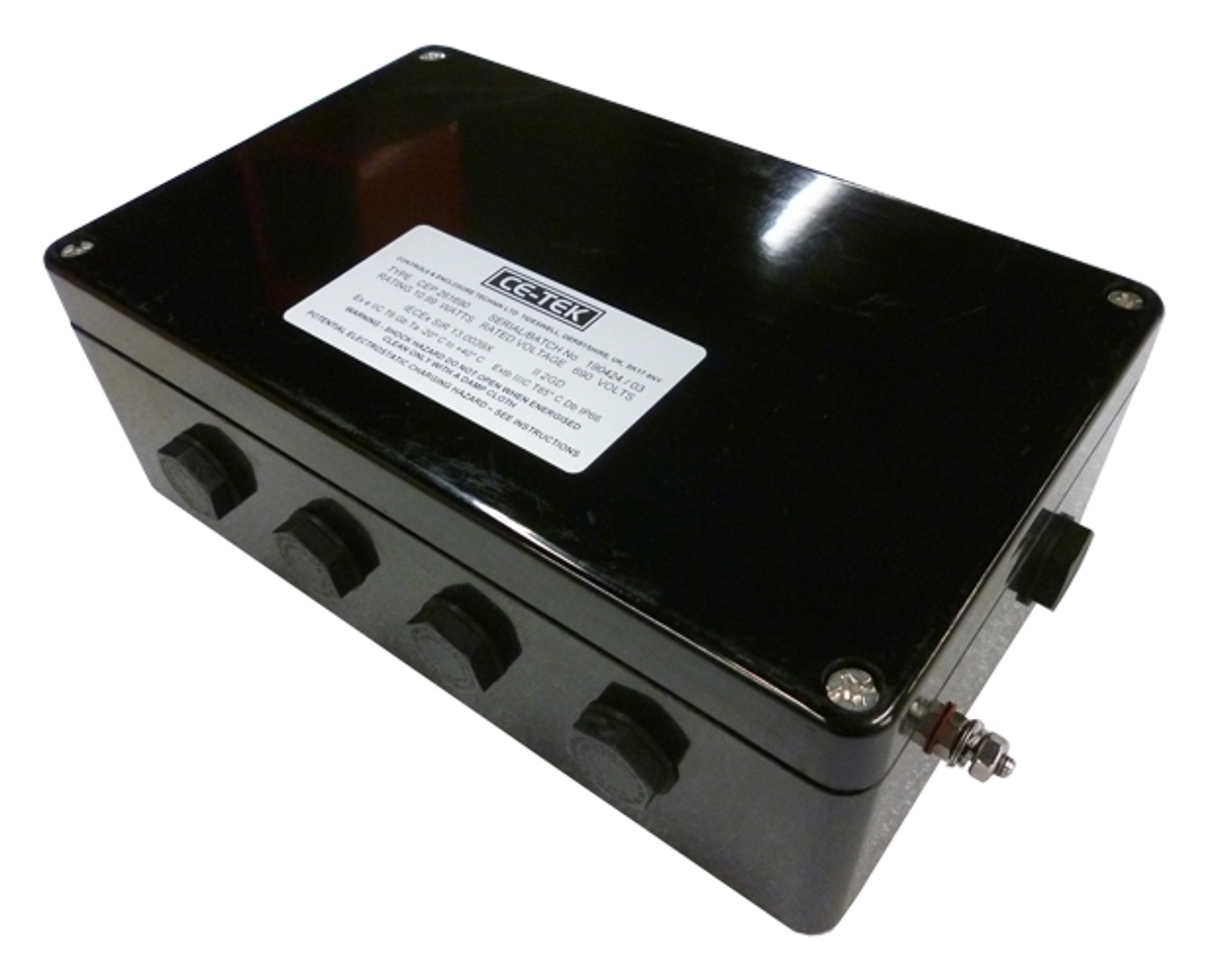 CE-TEK CEP-PA Series Black Glass Reinforced Polyester Junction Box, IP66, IECEx, 160 mm, 90mm 260 mm