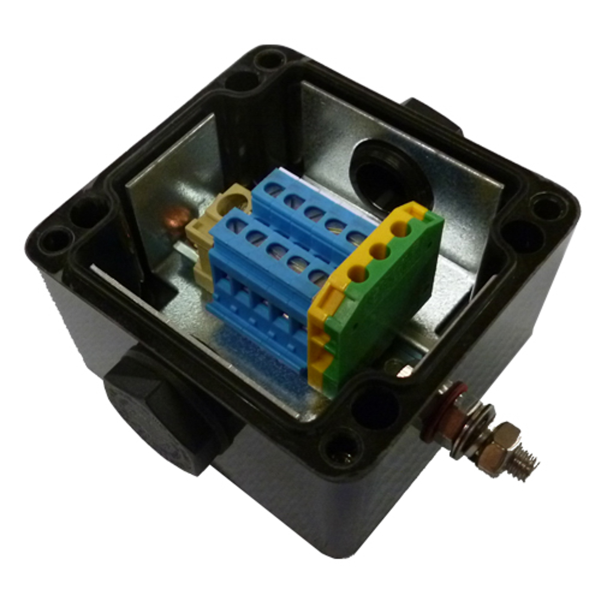 cep807555pai CE-TEK CEP-PA Series Black Glass Reinforced Polyester Junction Box, IP66, 5 Terminals, ATEX, 75 mm, 55mm 80 mm