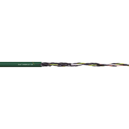 Igus chainflex CF5 Control Cable, 12 Cores, 1mm² 17 AWG, Unscreened, 20 m, Green Polyvinyl Chloride Sheath