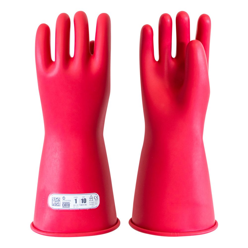 Catu Red Latex Electrical Insulating Gloves 360 mm Ozone, Cold Resistant, Oil Resistant, Acid Resistant