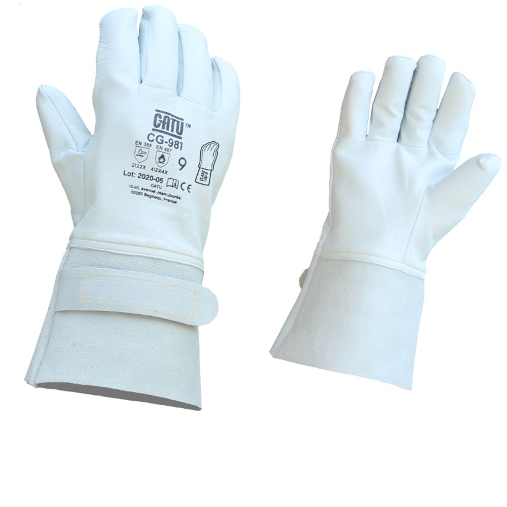 Catu CG981 Grey Siliconised Leather Glove, Size 8