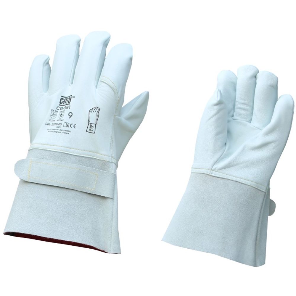 Catu CG991 Grey Siliconised Leather Glove, Size 8