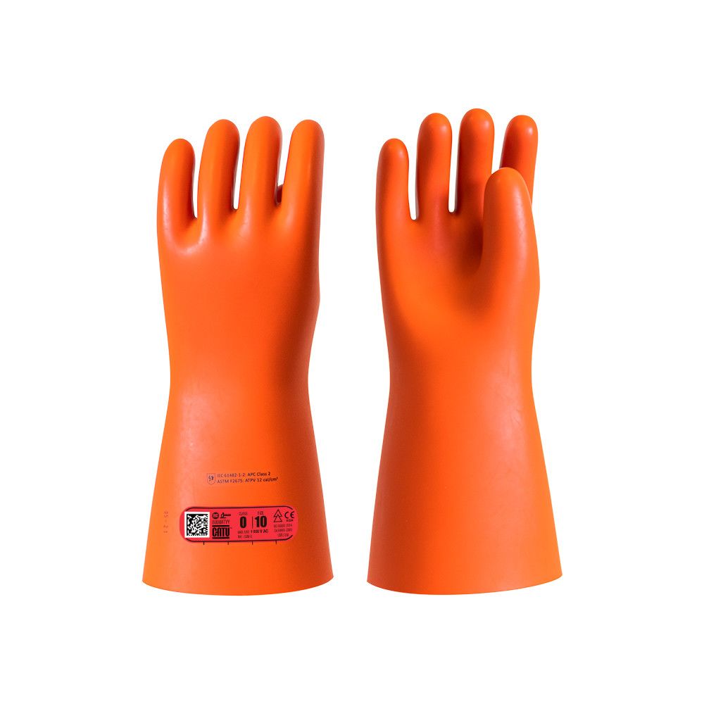 Catu Orange Bicolour natural latex Electrical Insulating Gloves 360mm Ozone, Acid Resistant, Cold Resistant, Oil