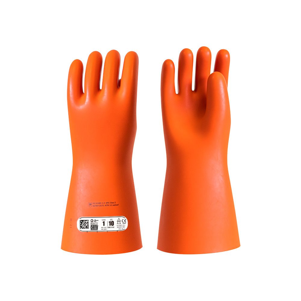 Catu Orange Bicolour natural latex Electrical Insulating Gloves 360mm Ozone, Oil Resistant, Cold Resistant, Acid